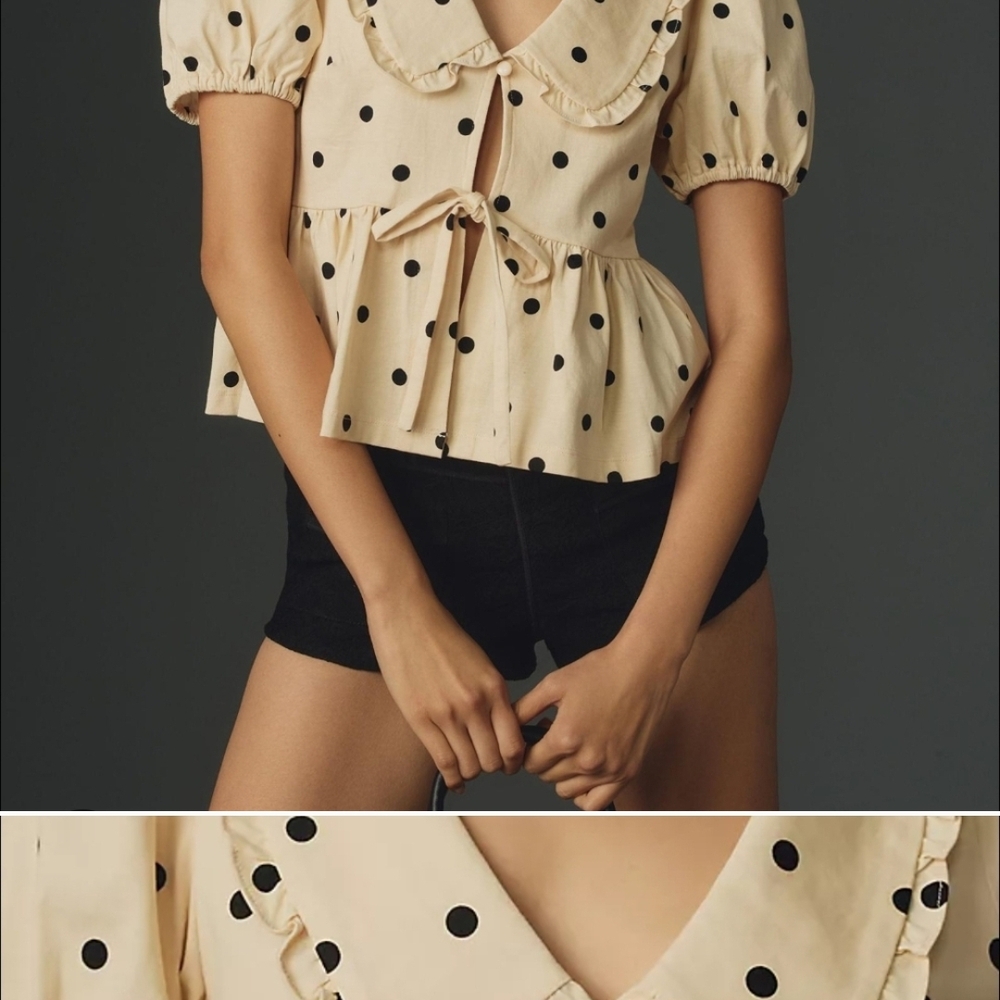 Polka Dot Puff Sleeve Top